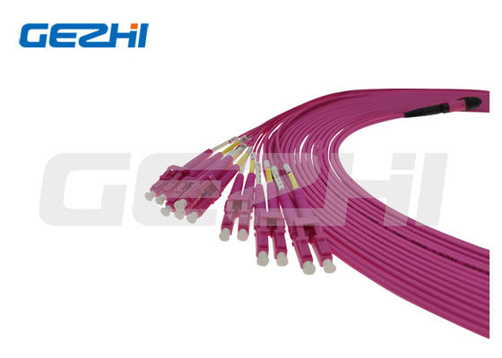 خرید MPO Female to LC UPC Duplex OM4 Breakout Cable 8 12 24 Core Fiber Optic Cable Fiber Optic Patch Cord online manufacture