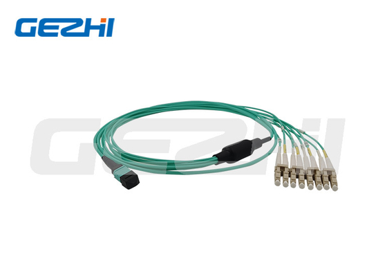 کابل قطع سیم فیبر نوری چند حالته MPO به LC 8/12 Fibers OM3 50/125