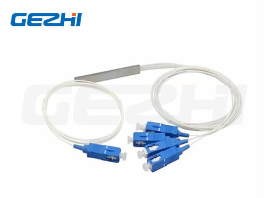 1x4 SC UPC PLC Splitter با فیبر G657A1 و قطر کابل 0.9mm برای برنامه های FTTH